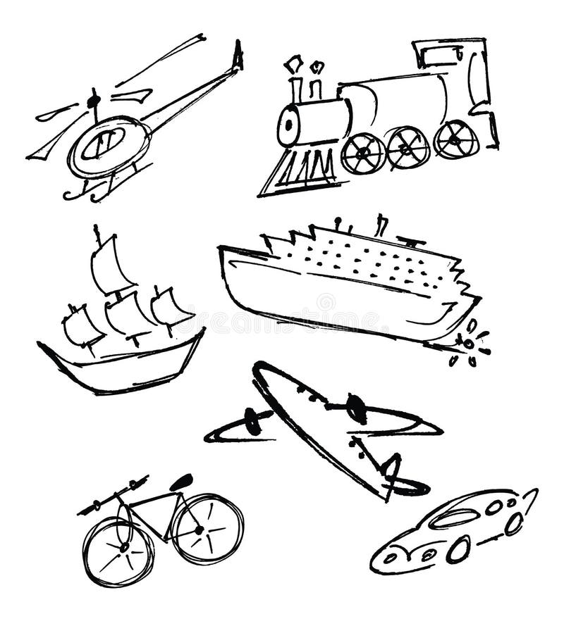 Set of Means of Transportation Stock Vector - Illustration of chopper ...