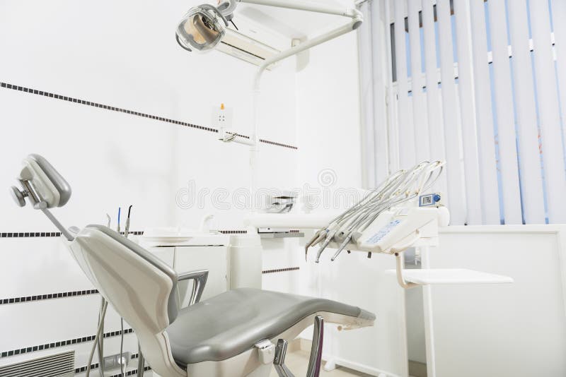 Set of medical equipments are in odontologist room