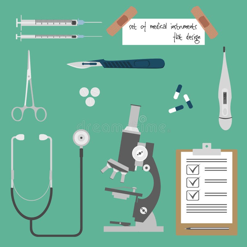 Set of medical instruments vector illustration Set of medical instruments vector illustration