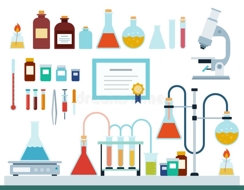 Set of Medical Laboratory Flat Vector Illustration. Stock Vector ...