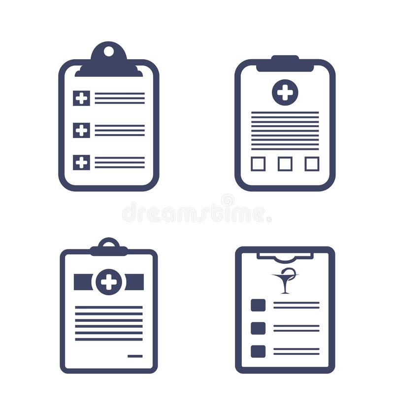 Set Medical Records Clipboard royalty free illustration