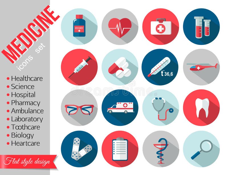 Set medyczne opieki zdrowotnej mieszkania ikony