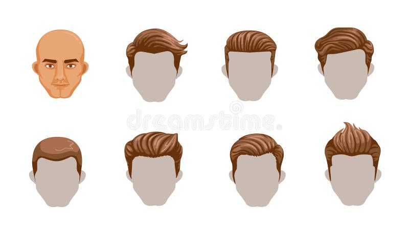 Premium Vector | Set faces of men with different hairstyles isolated on white  background