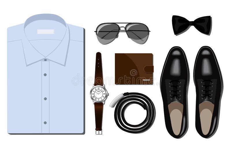 Men`s Collection of daily Use Business Accessories Stock Image