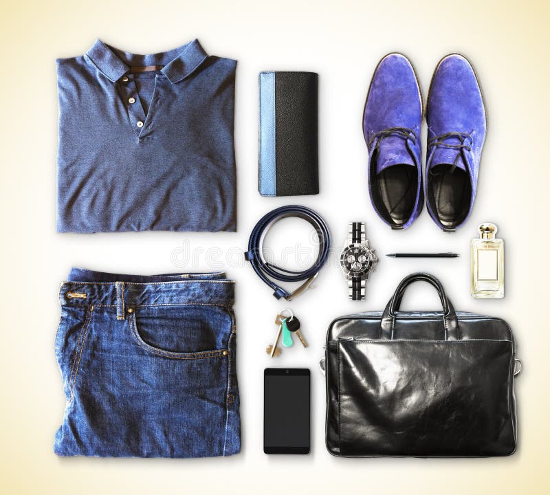 Clothing Accessories For Men.Set of Men S Clothing and Accessories Stock Image - Image of classic ...