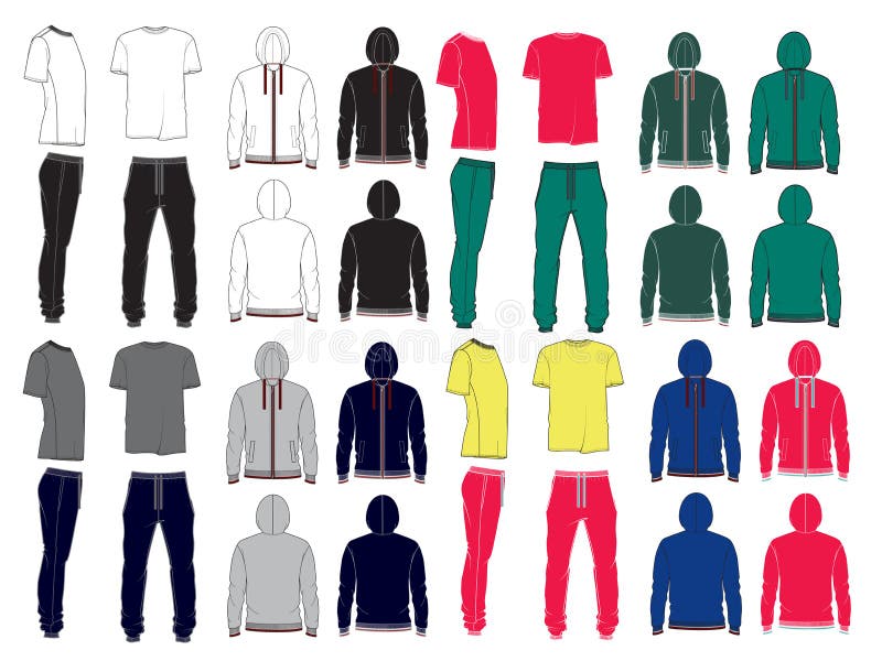 Download Unisex Hoodie Template (front, Side & Back Outlined View ...
