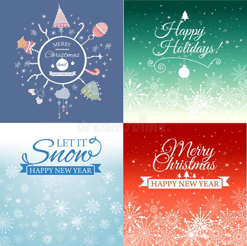 Set of Merry Christmas e-card template. Vector illustration. stock illustration Set of Merry Christmas e-card template. Vector illustration. stock illustration