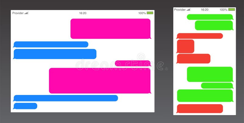 Set of Messenger UI User Interface. Short Message Service Bubbles. Text ...