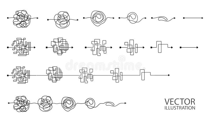 Set of messy clew symbols line of symbols with scribbled round element