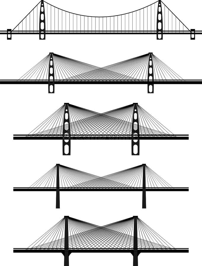 Set of metal cable suspension bridges