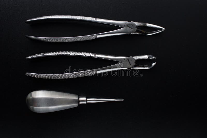 Set of Metal Dental Tools for Tooth Extraction Stock Image Image of