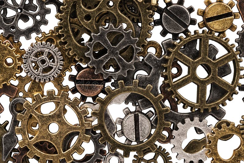 Set of metal gears and cogs gear isolated on a white. royalty free stock photo Set of metal gears and cogs gear isolated on a white. royalty free stock photo