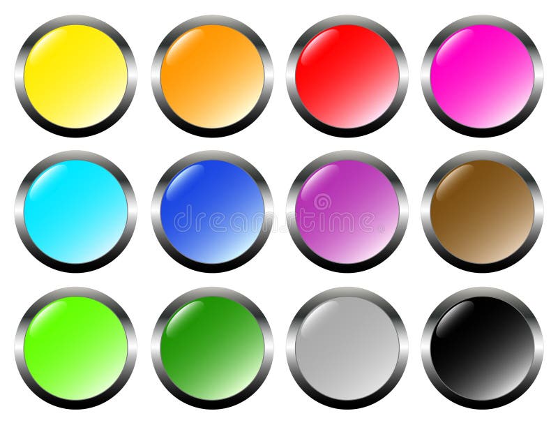 Set of metal glass buttons vector illustration