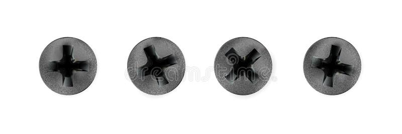 Set Metal self-tapping screws, heads, grey textured bolt caps. Twisted in surface screw isolated on white background. Macro black vector illustration Set Metal self-tapping screws, heads, grey textured bolt caps. Twisted in surface screw isolated on white background. Macro black vector illustration