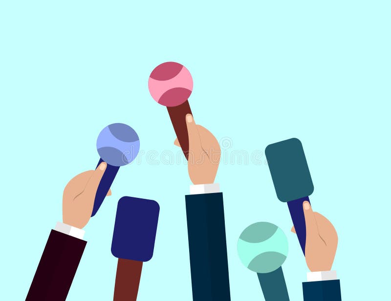 Set mikrofony Dziennikarstwa pojęcie, środki masowego przekazu, TV, wywiad, wiadomość dnia, konferenci prasowej pojęcie Mikrofony ilustracji Set mikrofony Dziennikarstwa pojęcie, środki masowego przekazu, TV, wywiad, wiadomość dnia, konferenci prasowej pojęcie Mikrofony ilustracji