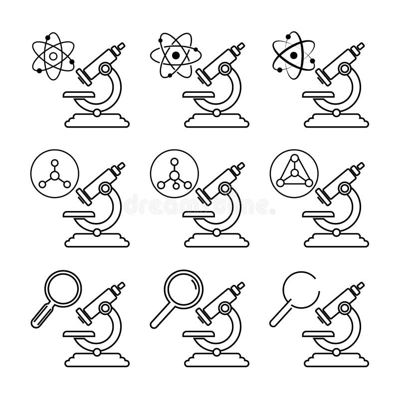 Set mikroskopu wektoru ikony ilustracja wektor Set mikroskopu wektoru ikony ilustracja wektor