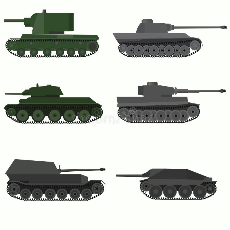 Set of military vehicles and tanks. royalty free illustration