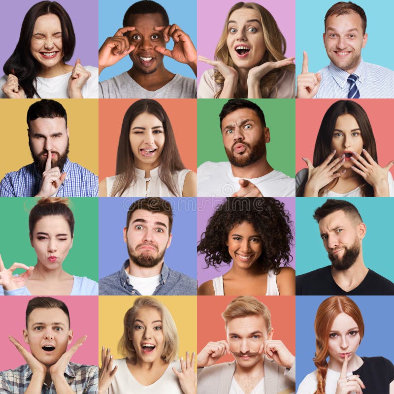 Set millennials emocjonalni portrety zdjęcia stock Set millennials emocjonalni portrety zdjęcia stock