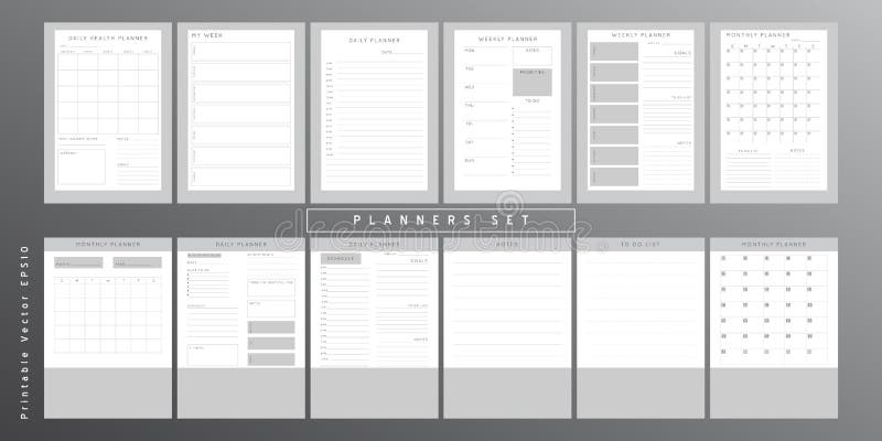 Planner Design Template For 2020 2021 Year. Weekly And Monthly