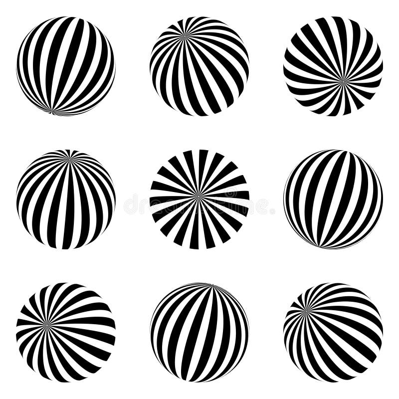 Set of Minimalistic Shapes. Black and White Spheres Isolated. Stylish