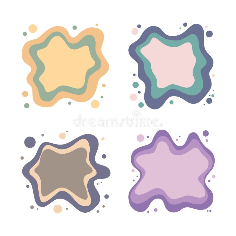 Set mit farbenfroher Pastel abstrakter organischer Wasserflüssigkeit Flüssiger Blutgestalt Hintergrund stock abbildung