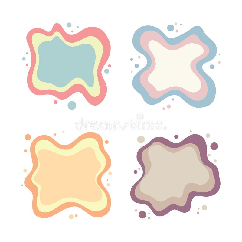 Set mit farbenfroher Pastel abstrakter organischer Wasserflüssigkeit Flüssiger Blutgestalt Hintergrund stock abbildung