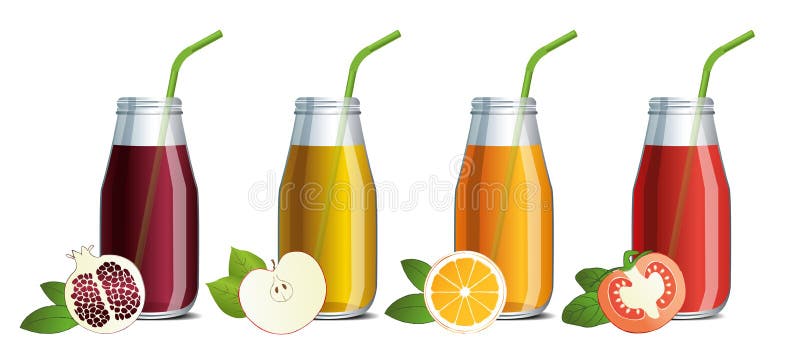 Set of Mock Up of Fruit Juice in a Glass Jars with a Straw Stock Vector -  Illustration of label, cocktail: 109679634