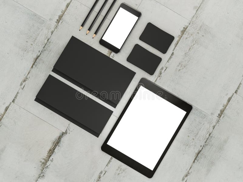 Set of Mockup Elements on the Wood Table. Mockup Business Template ...