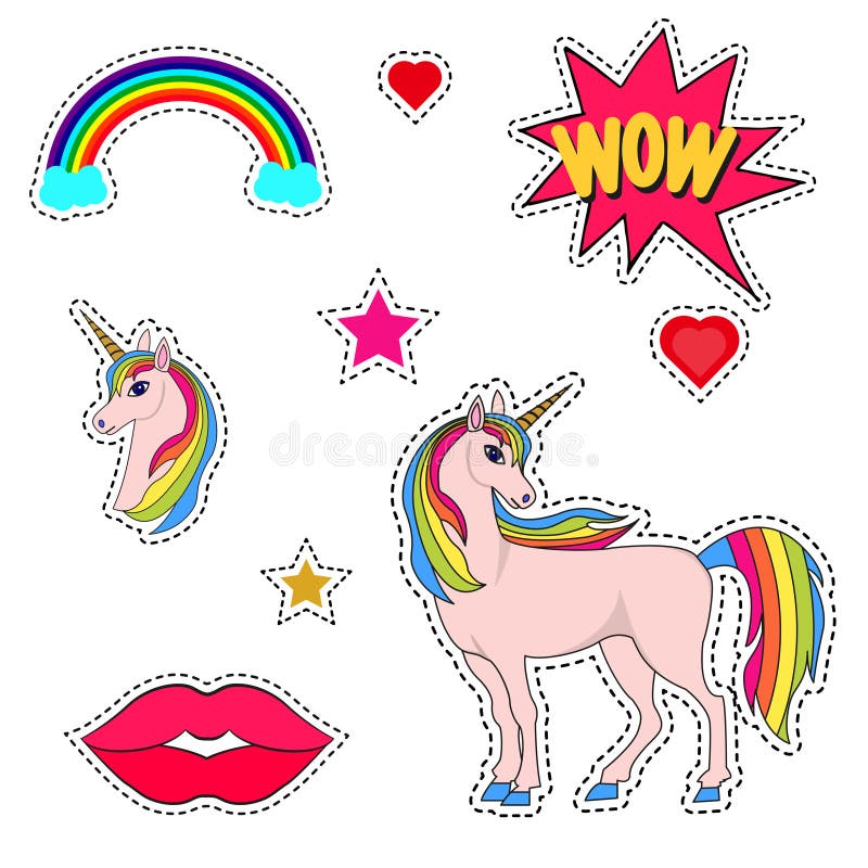 Set mod łaty, jednorożec ilustracji Set mod łaty, jednorożec ilustracji