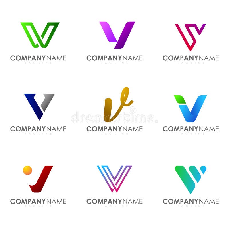 Set of Modern Alphabet Logo Design Letter V Stock Vector Illustration of futuristic, financial