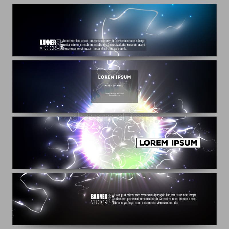 Set of Modern Banners. Electric Lighting Effect Stock Vector