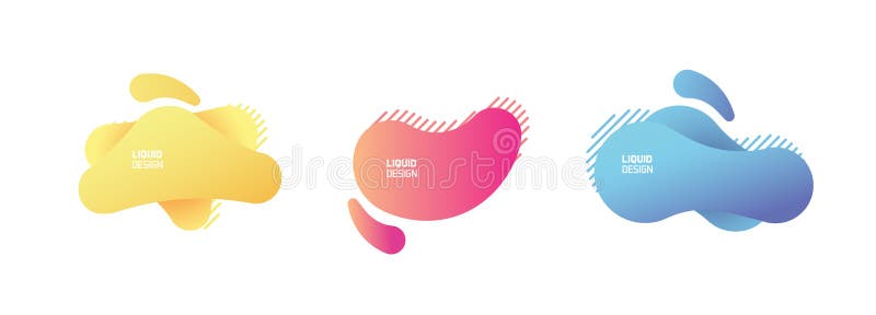 Set of modern organic and colorful shapes. Fluid vector trendy and glowy elements. Template graphics with geometric speech bubbles vector illustration