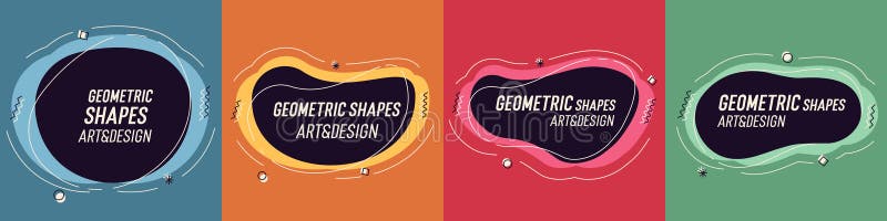 Set of modern organic shapes. Fluid vector trendy elements. Template graphics with geometric speech bubbles and banners with stock illustration