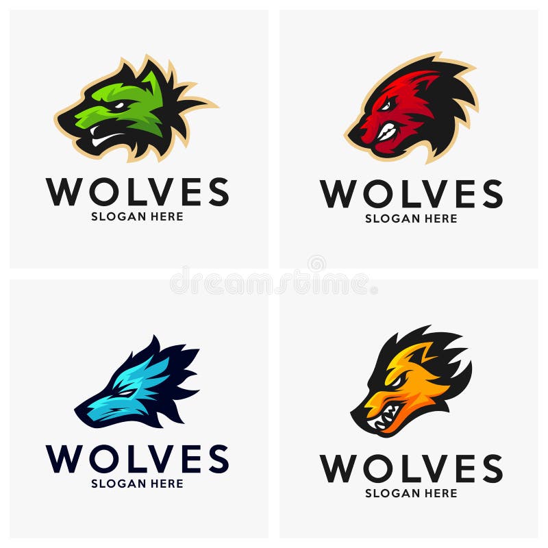 Set of Modern Professional Wolf Logo for a Sport Team. Wolf Logo Vector