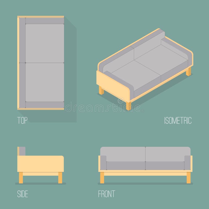Set Modern Sofa Isometric Drawing Stock Illustrations 106 Set