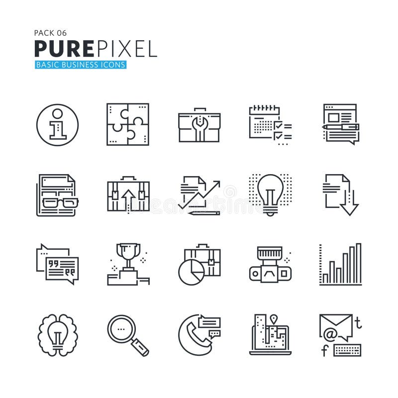 Set of modern thin line pixel perfect basic business icons vector illustration