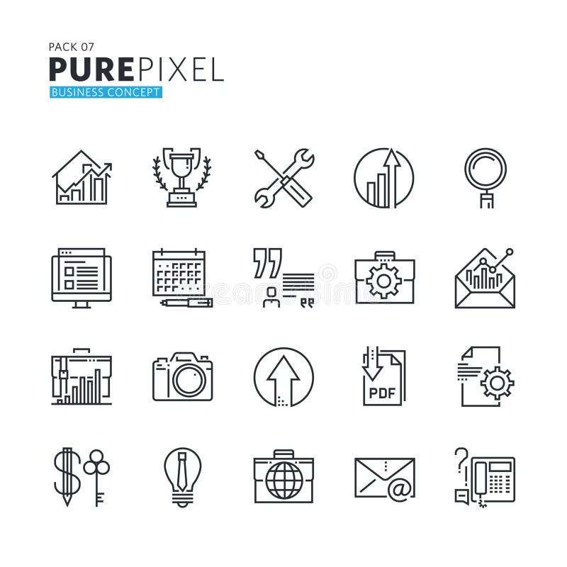 Set of modern thin line pixel perfect business concept icons vector illustration