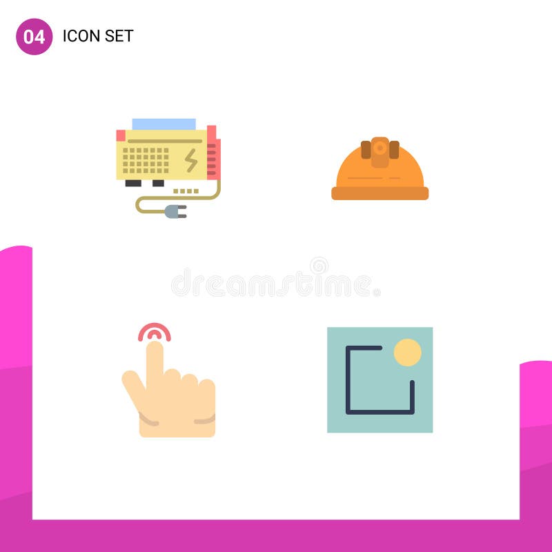 Set of 4 Modern UI Icons Symbols Signs for apc, double, power, engineer, touch vector illustration