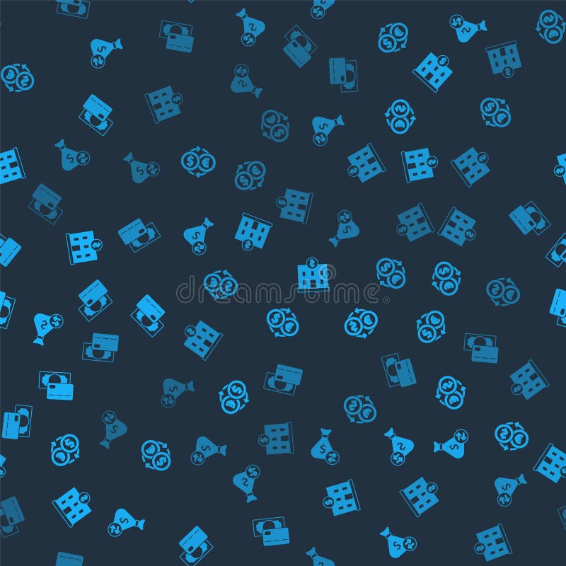 Set Money Bag, Exchange, Bank Building and Credit Card on Seamless