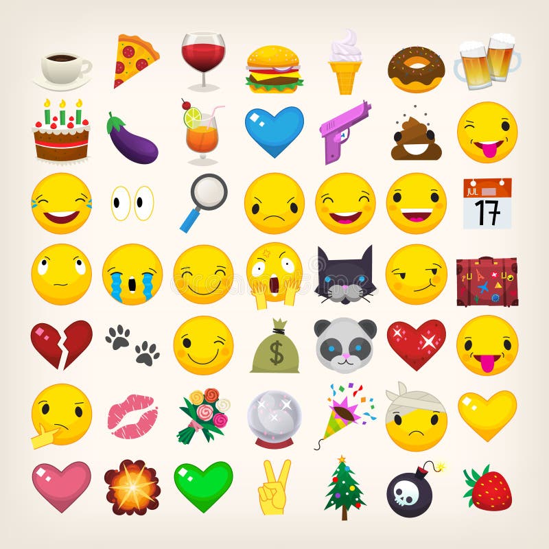Emojis and emoticons stock illustration
