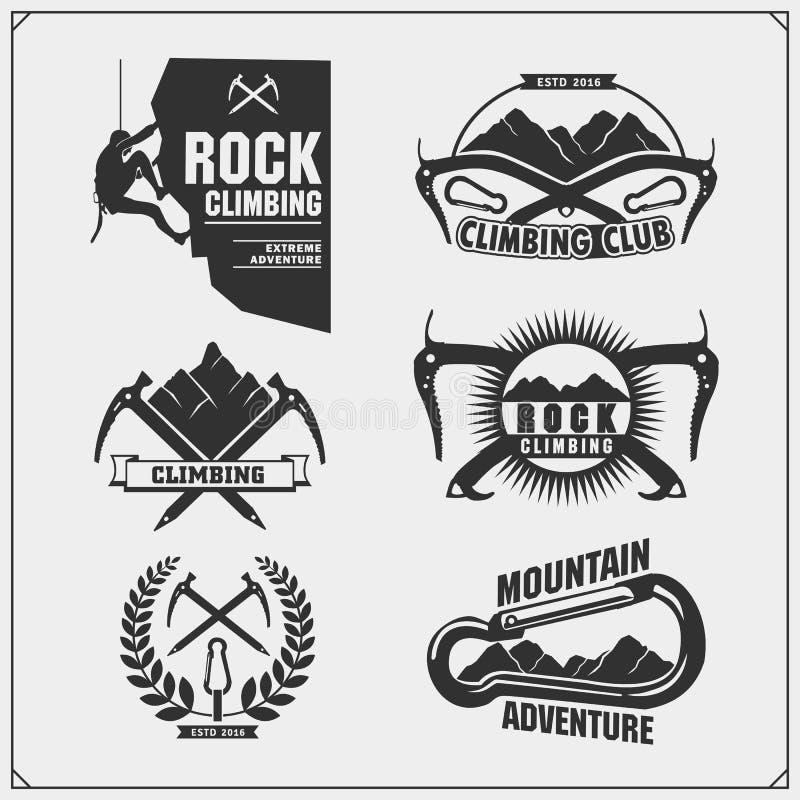 Set of Mountain Climbing Labels, Emblems and Design Elements. Rock