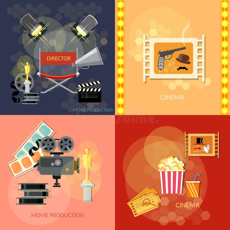 Set of movie, elements cinema, festival awards ceremony royalty free illustration Set of movie, elements cinema, festival awards ceremony royalty free illustration