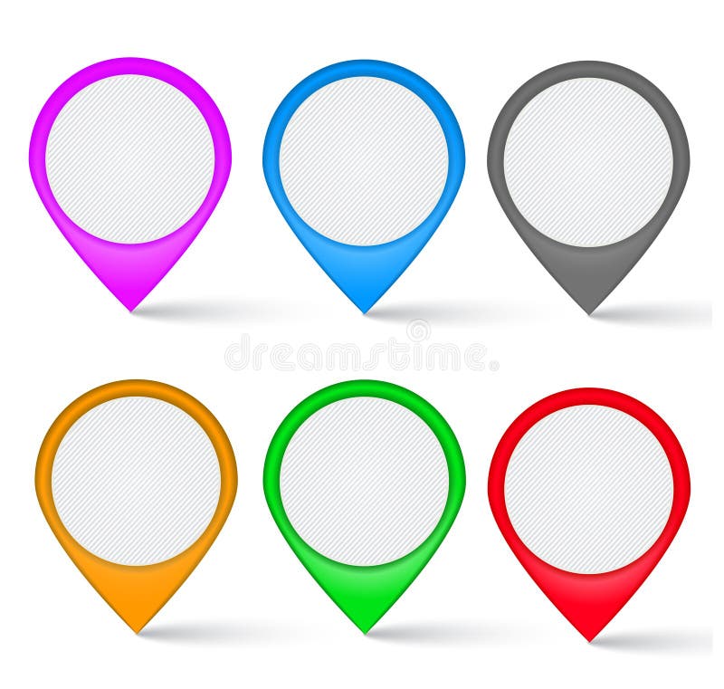 Set of multi-colored the map markers