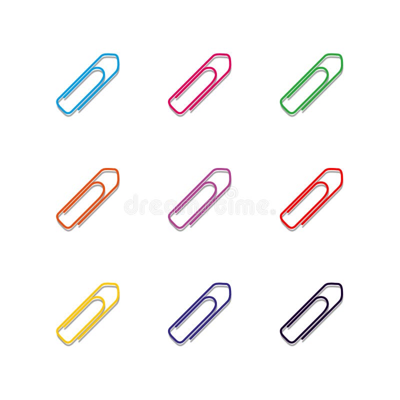 Set of multicolored paper clips, illustration. royalty free illustration
