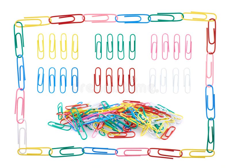 Set of multiple colorful paper clips