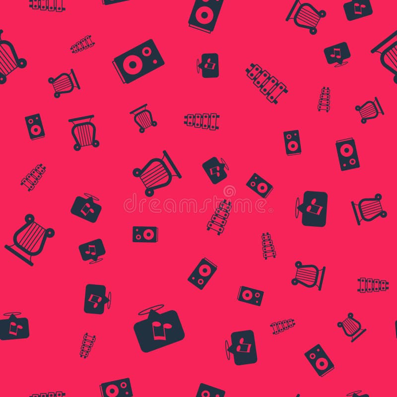 Set Music Note, Tone, Stereo Speaker, Ancient Greek Lyre and Xylophone