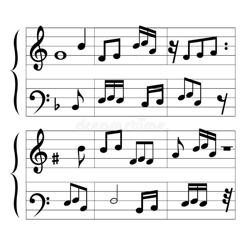 Set of Music Notes on a White Background. Vector Illustration Stock
