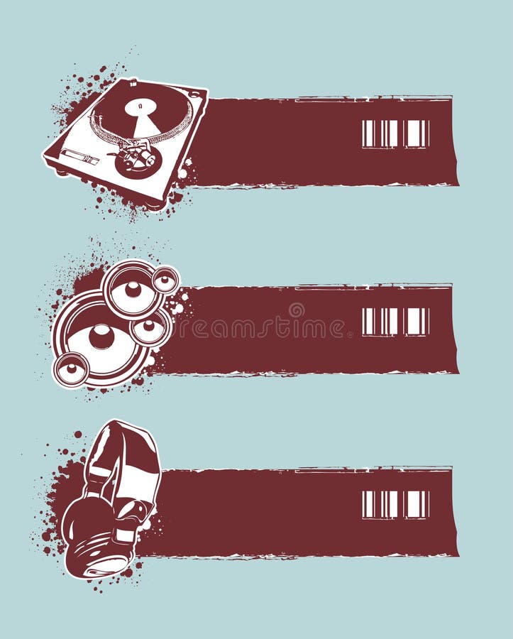Set of musical grunge banners