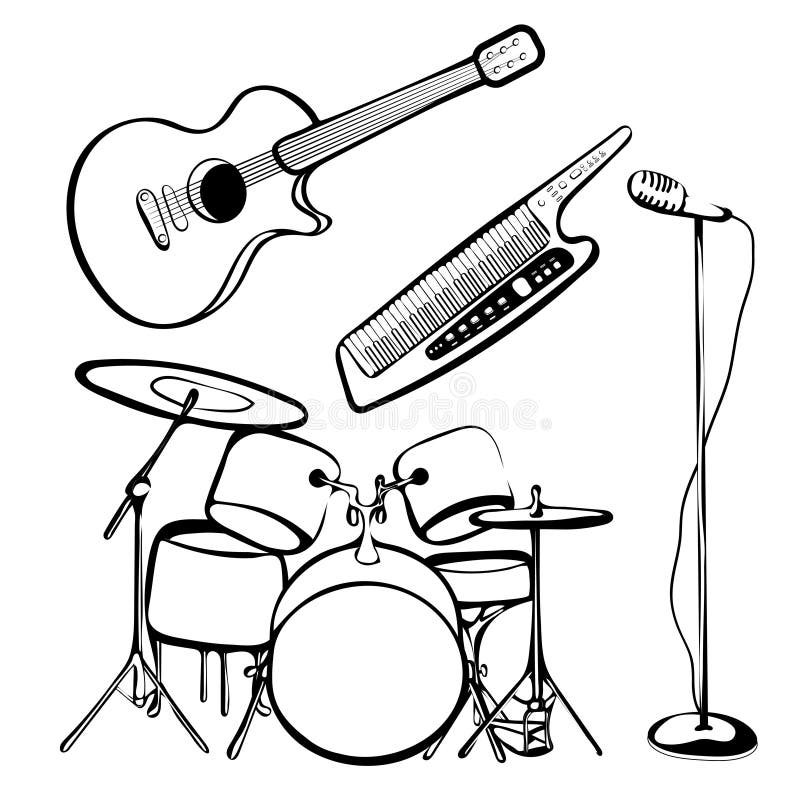 Musical instruments sketch Black and White Stock Photos & Images - Alamy-vachngandaiphat.com.vn
