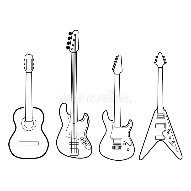 Set of musical instruments stock illustration. Illustration of image